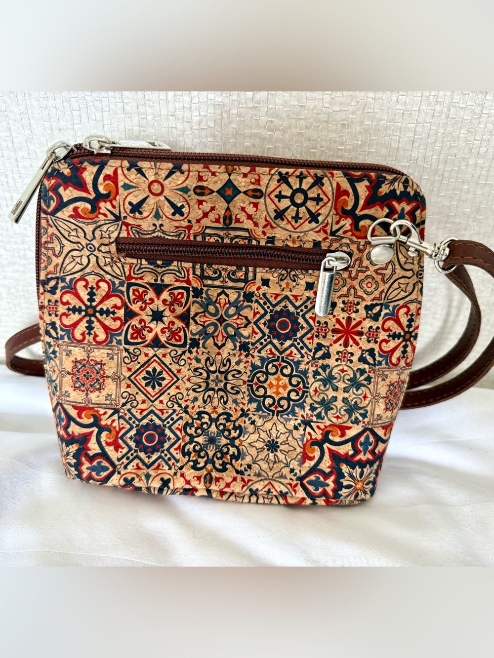 NWOT European Natural Cork Mosaic Tile Crossbody Bag, purchased in Budapest.